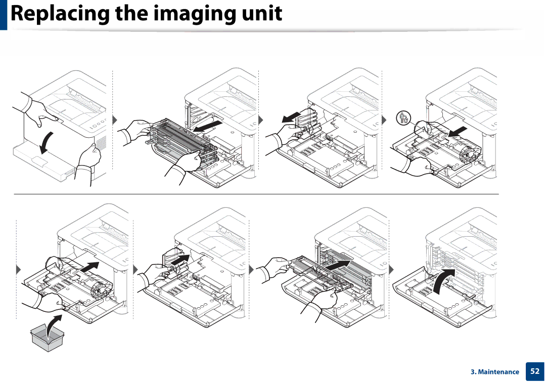 Samsung SLC410WXAC, SLC410WXAA manual Replacing the imaging unit 