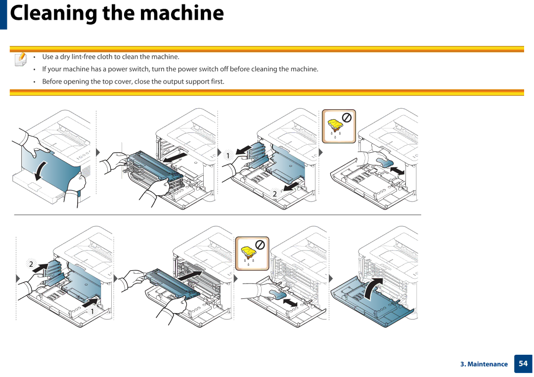 Samsung SLC410WXAC, SLC410WXAA manual Cleaning the machine 