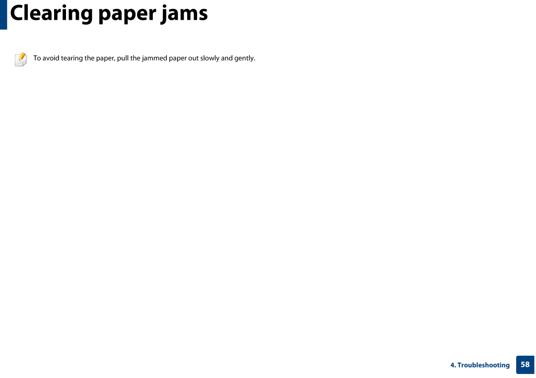 Samsung SLC410WXAC, SLC410WXAA manual Clearing paper jams 