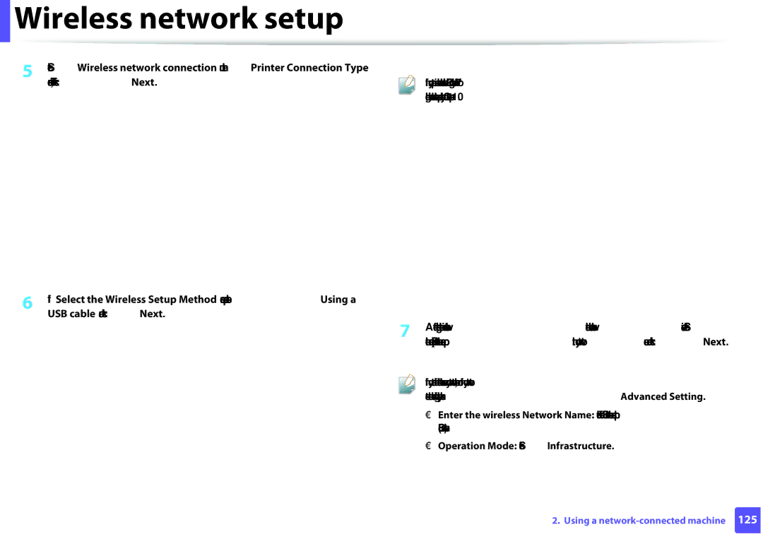 Samsung SLM2825DWXAA manual Operation Mode Select Infrastructure 