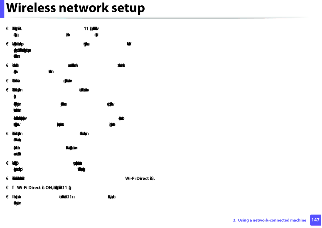 Samsung SLM2825DWXAA manual Wireless network setup 