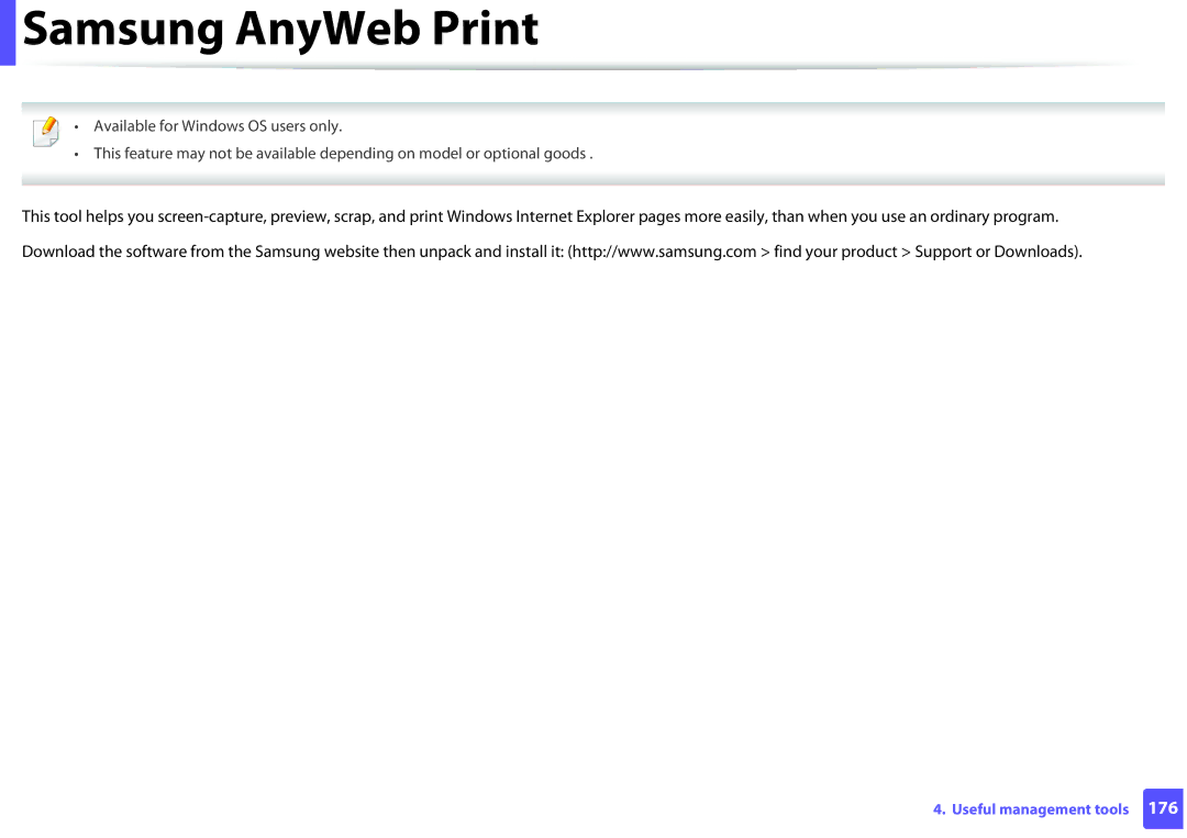 Samsung SLM2825DWXAA manual Samsung AnyWeb Print 