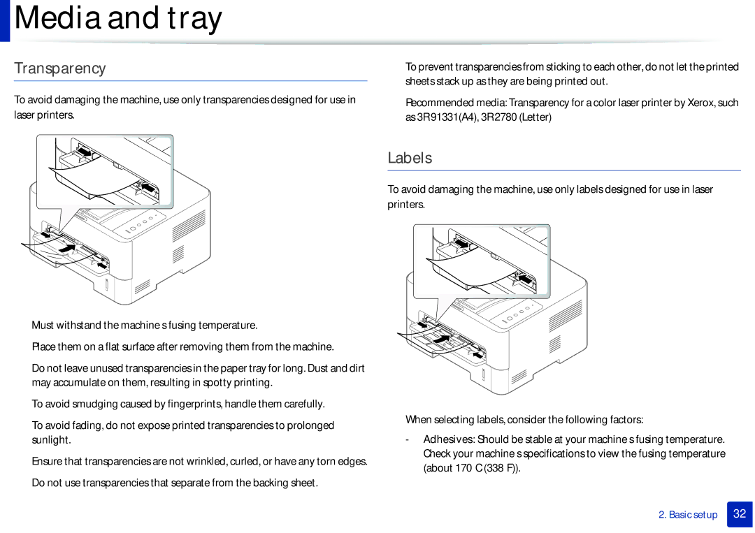 Samsung SLM2825DWXAA manual Transparency, Labels, About 170C 338F 