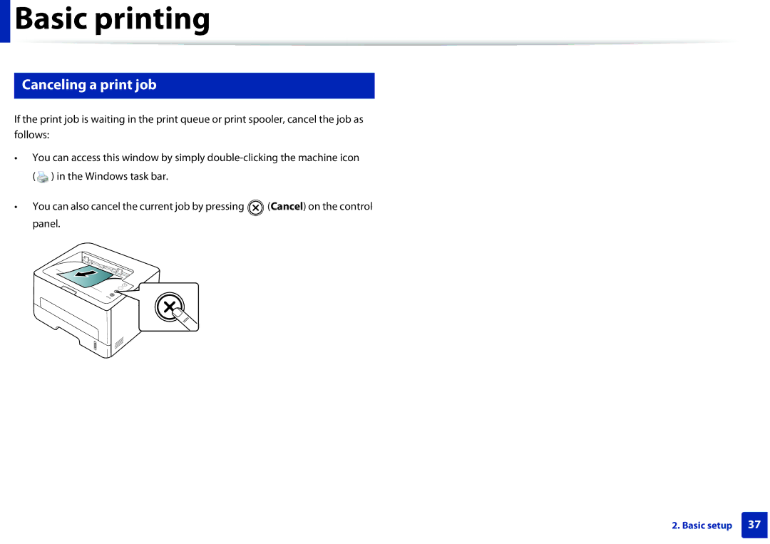 Samsung SLM2825DWXAA manual Canceling a print job 