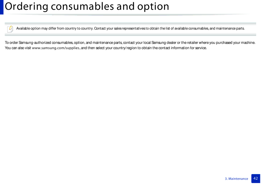 Samsung SLM2825DWXAA manual Ordering consumables and option 