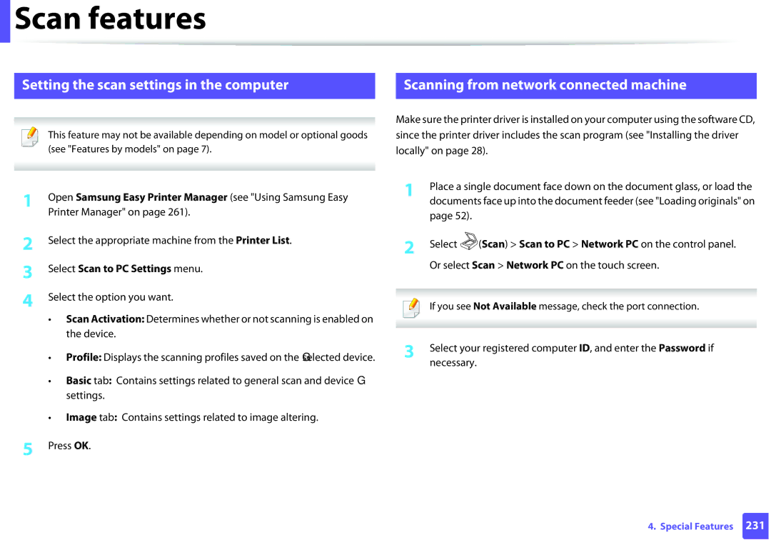 Samsung SLM2875FDXAA manual Setting the scan settings in the computer, Scanning from network connected machine 