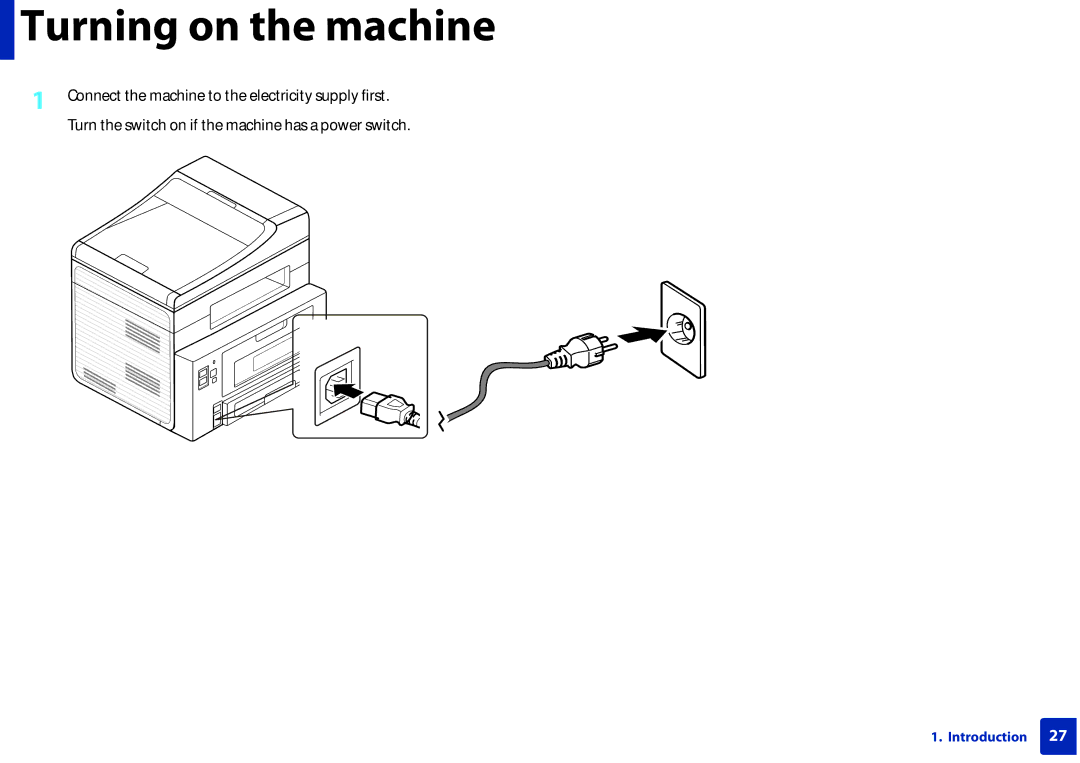 Samsung SLM2875FDXAA manual Turning on the machine 