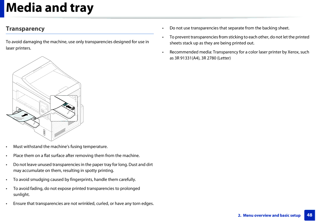 Samsung SLM2875FDXAA manual Transparency 