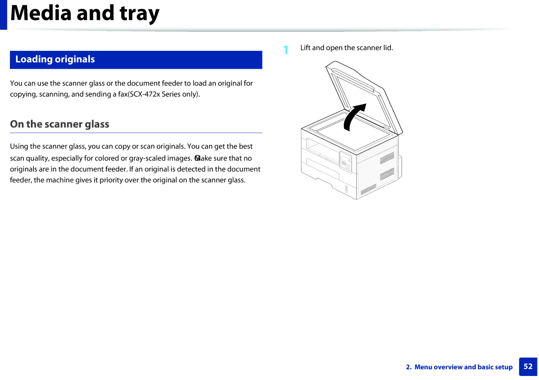 Samsung SLM2875FDXAA manual On the scanner glass, Loading originals 