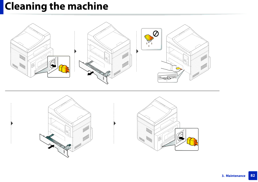 Samsung SLM2875FDXAA manual Cleaning the machine 