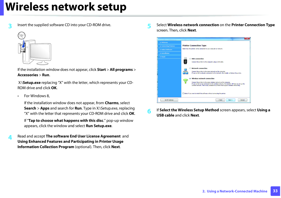 Samsung SLM2875FW, SL-M2875FW, SLM2875FD manual Read and accept The software End User License Agreement 