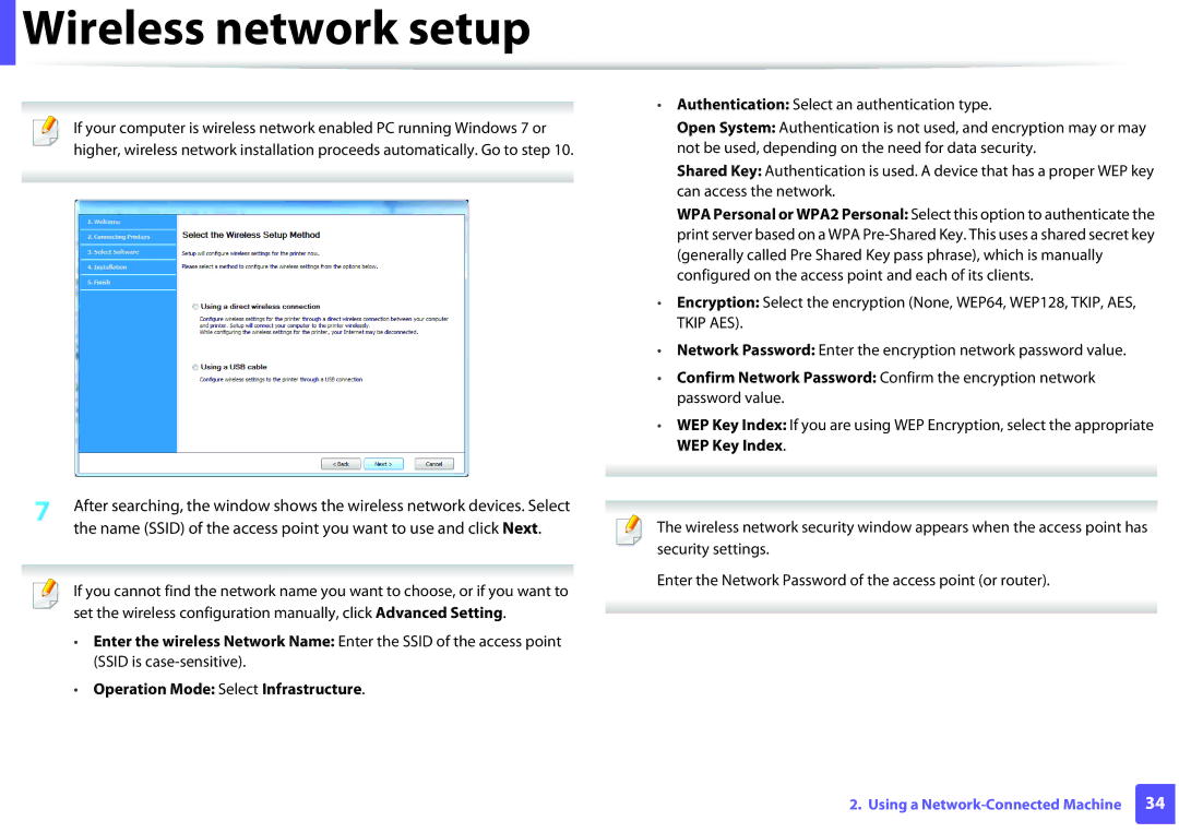 Samsung SL-M2875FW, SLM2875FW, SLM2875FD manual Operation Mode Select Infrastructure 