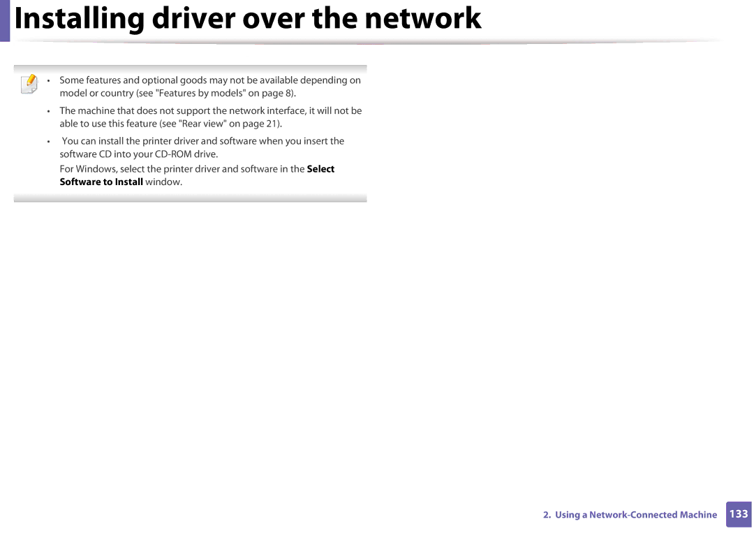 Samsung SLM3820DWXAA, SLM3320NDXAA manual Installing driver over the network, Software to Install window 