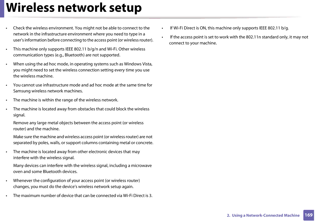 Samsung SLM3820DWXAA, SLM3320NDXAA manual Wireless network setup 