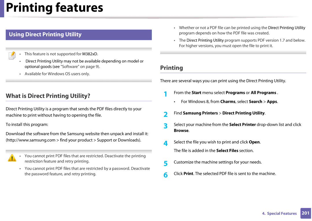 Samsung SLM3820DWXAA, SLM3320NDXAA manual What is Direct Printing Utility?, Using Direct Printing Utility 