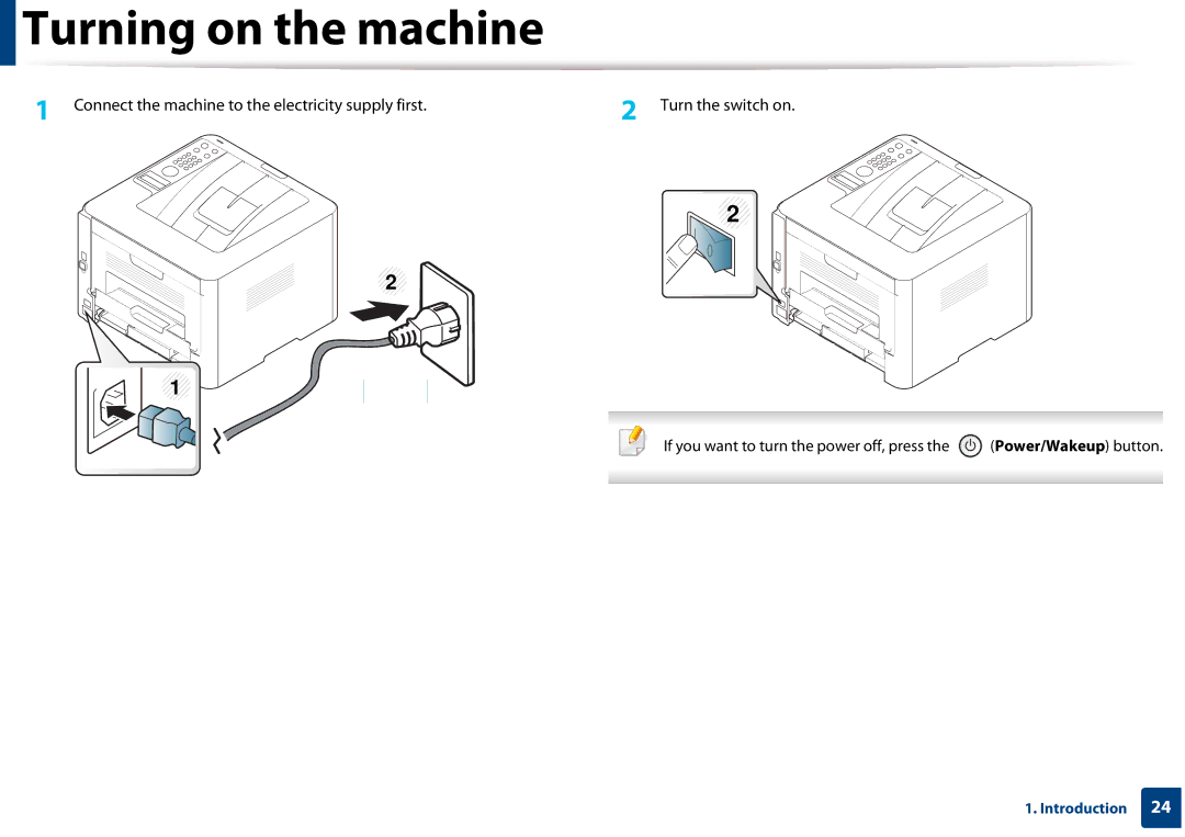 Samsung SLM3820DWXAA, SLM3320NDXAA manual Turning on the machine 