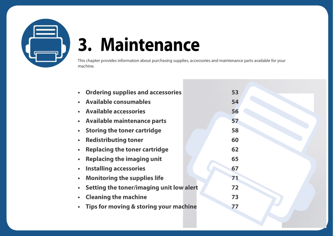 Samsung SLM3820DWXAA, SLM3320NDXAA manual Maintenance 