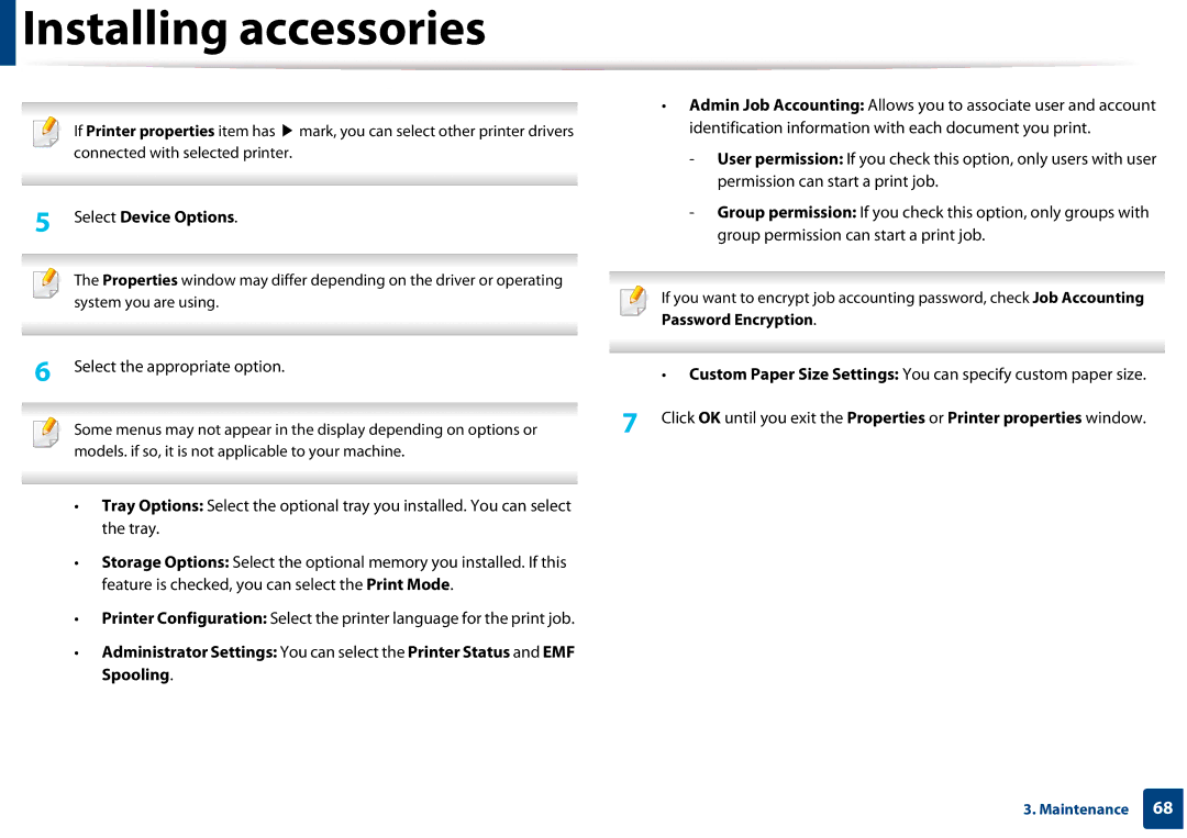 Samsung SLM3320NDXAA, SLM3820DWXAA manual Select Device Options, Password Encryption 