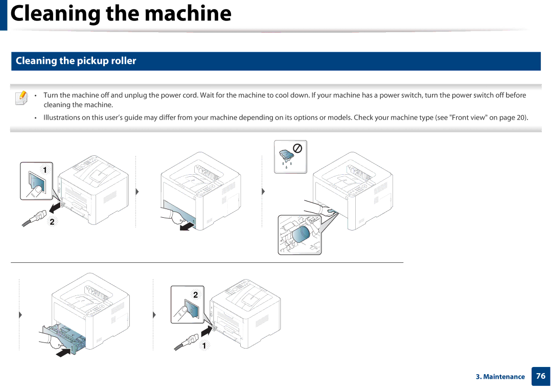 Samsung SLM3820DWXAA, SLM3320NDXAA manual Cleaning the pickup roller 