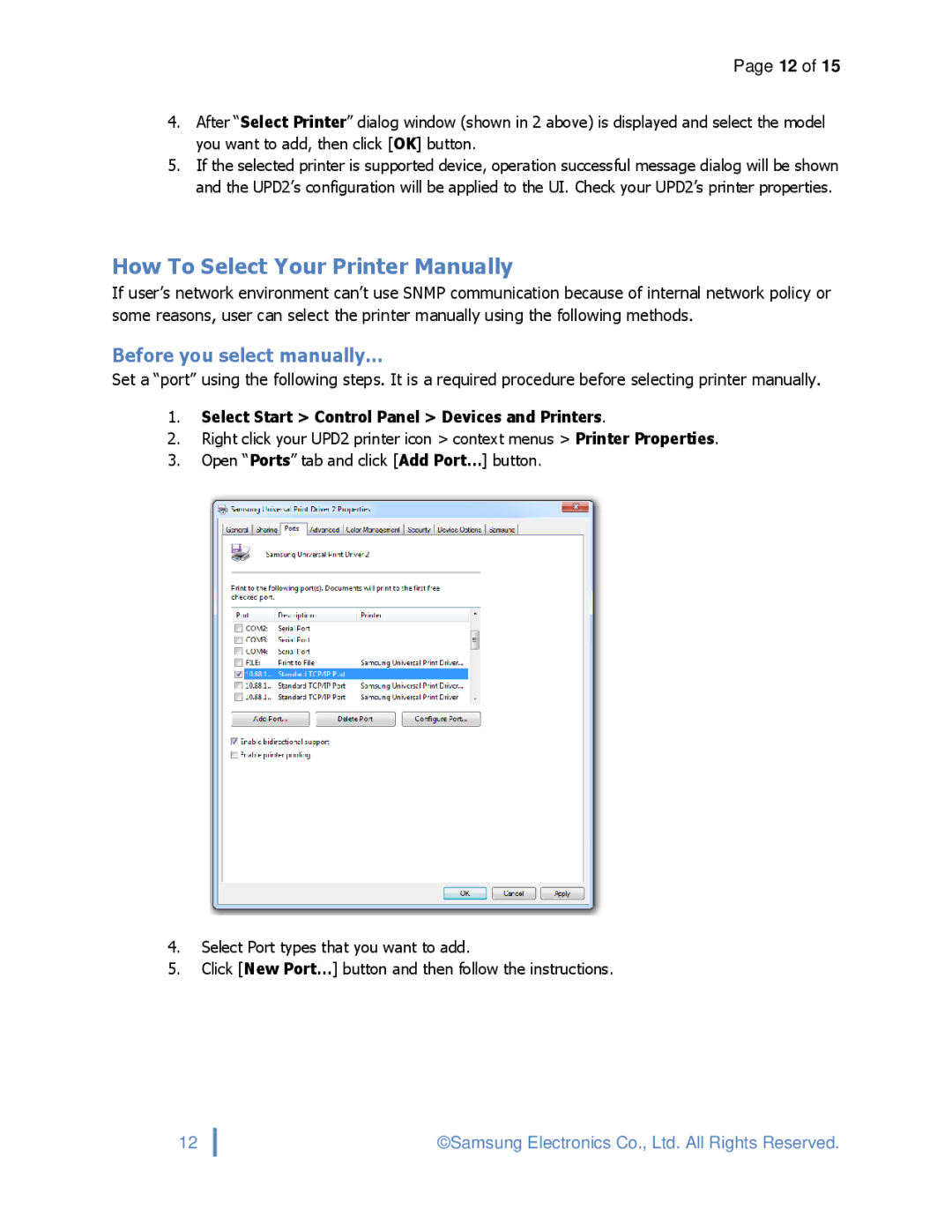 Samsung SLM3870FW, ML2165WXAA, SCX4729FD specifications How To Select Your Printer Manually, Before you select manually… 