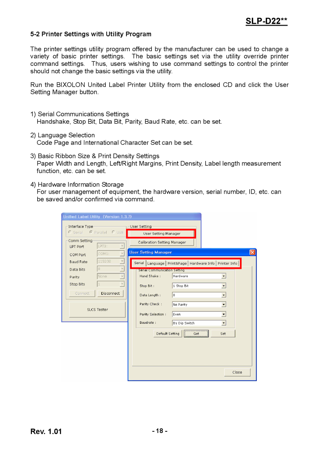 Samsung SLPD220, SLP-D220E, SLP-D223E user manual Printer Settings with Utility Program 