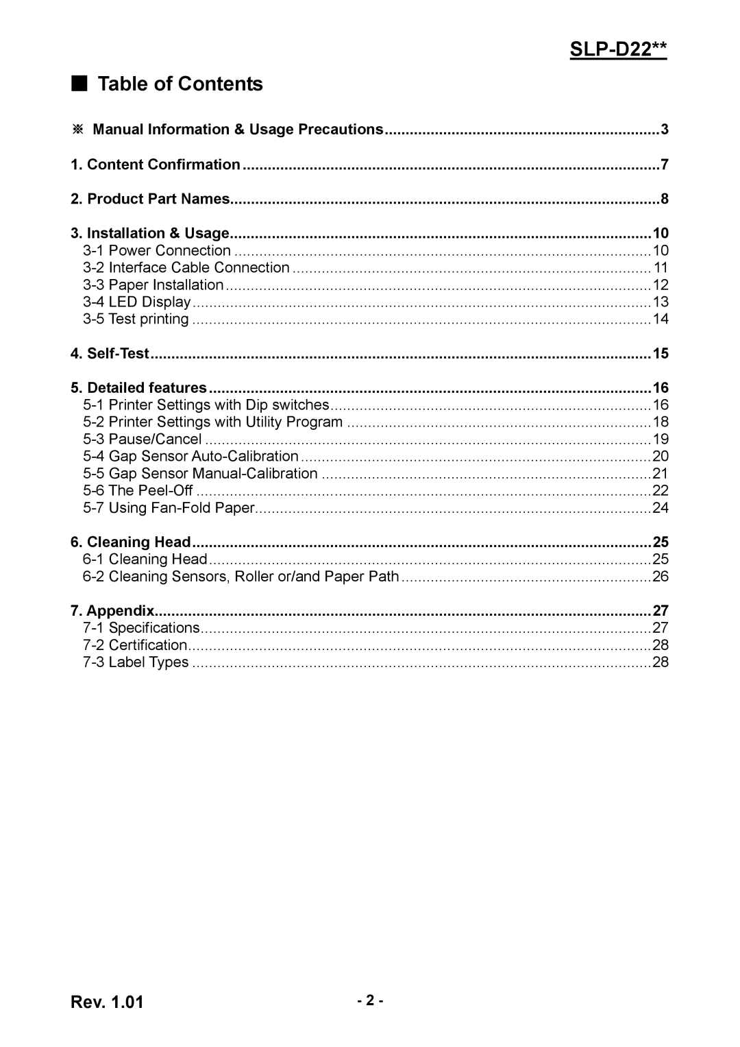 Samsung SLP-D220E, SLPD220, SLP-D223E user manual Table of Contents 