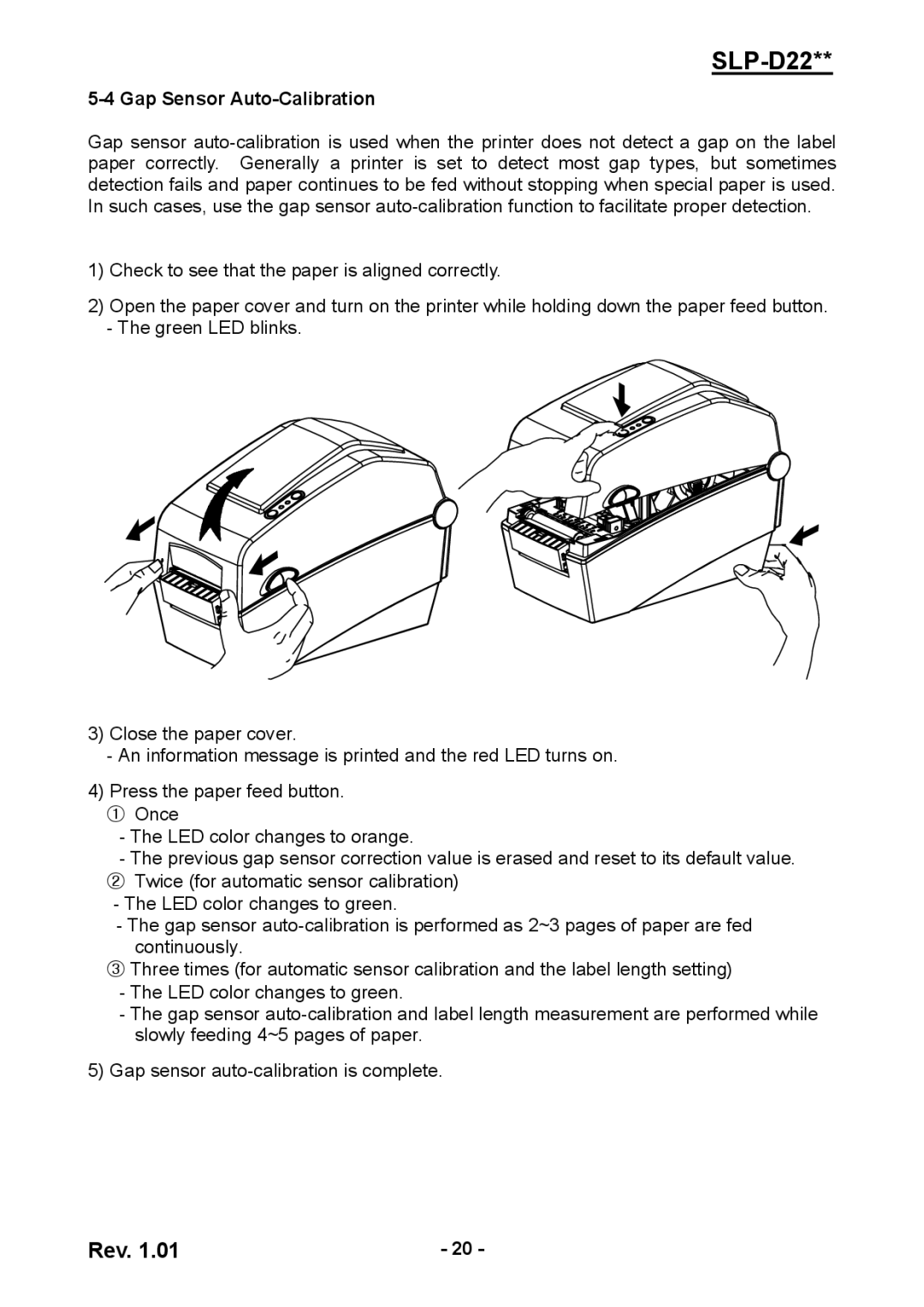 Samsung SLPD220, SLP-D220E, SLP-D223E user manual Gap Sensor Auto-Calibration 