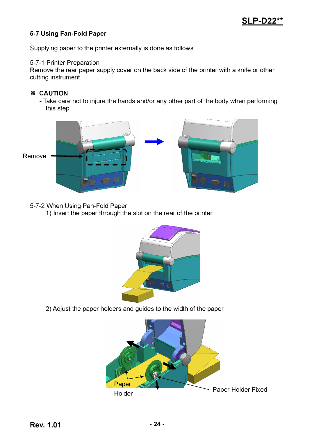 Samsung SLP-D223E, SLPD220, SLP-D220E user manual Using Fan-Fold Paper 