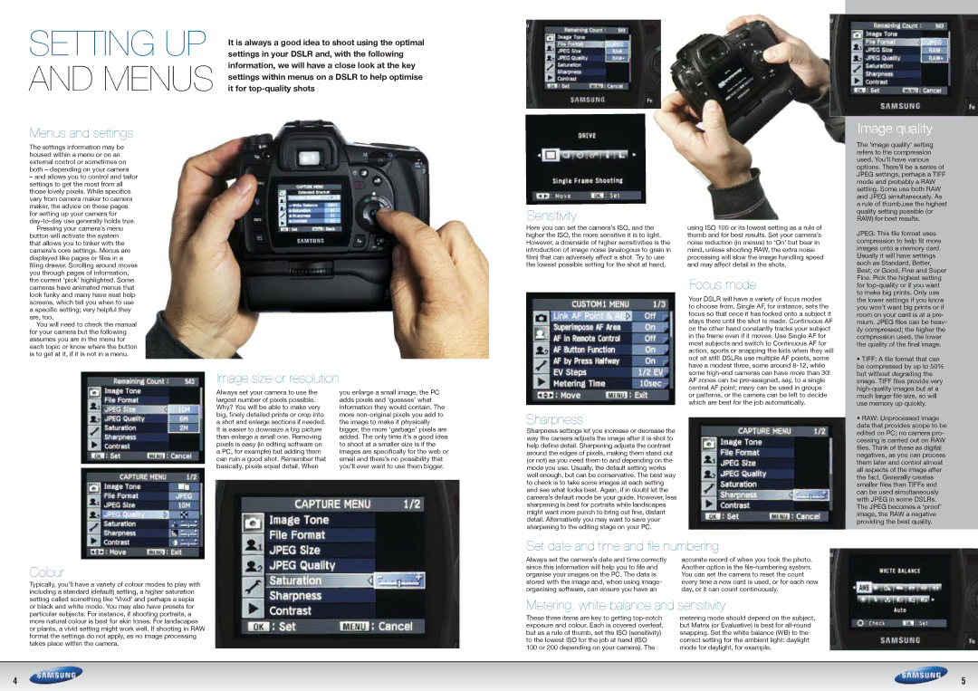 Samsung SLRS manual Image quality 