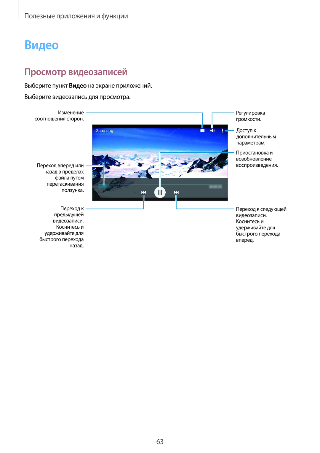 Samsung SM-A300FZKDSER, SM-A300FZBDSER manual Видео, Просмотр видеозаписей 