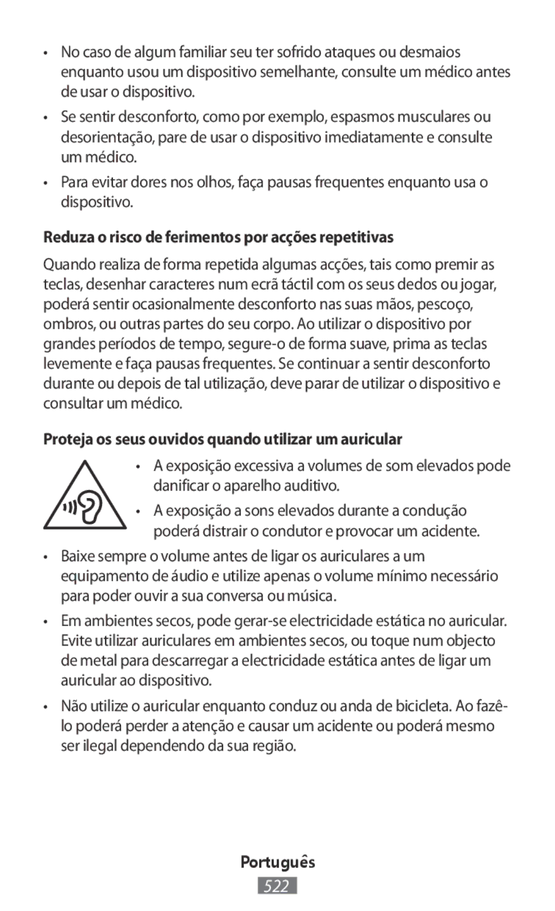 Samsung SM2A300FZWUTMZ, SM-A300FZDDSEE, SM-A300FZDUMEO, SM-A300FZDUXEO Reduza o risco de ferimentos por acções repetitivas 