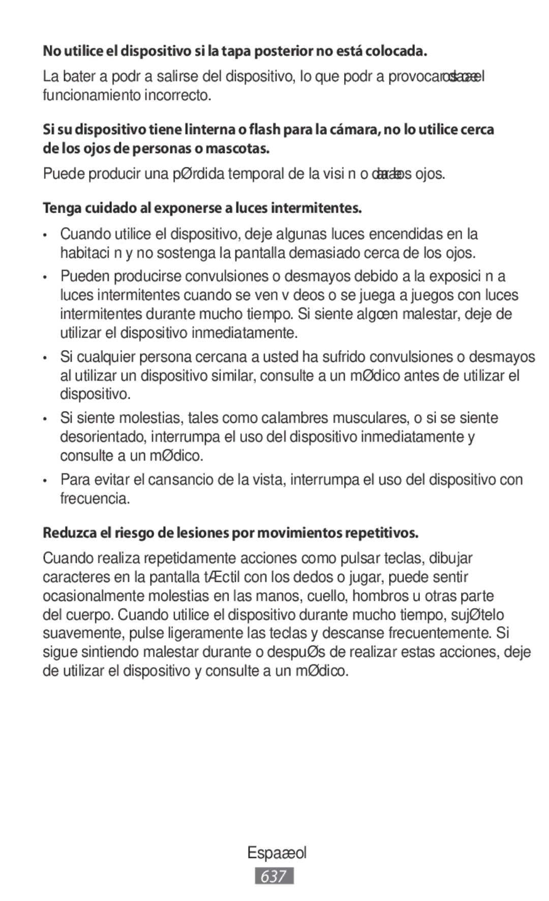 Samsung SM-A300FZDUPHN, SM-A300FZDDSEE, SM-A300FZDUMEO, SM-A300FZDUXEO manual Tenga cuidado al exponerse a luces intermitentes 