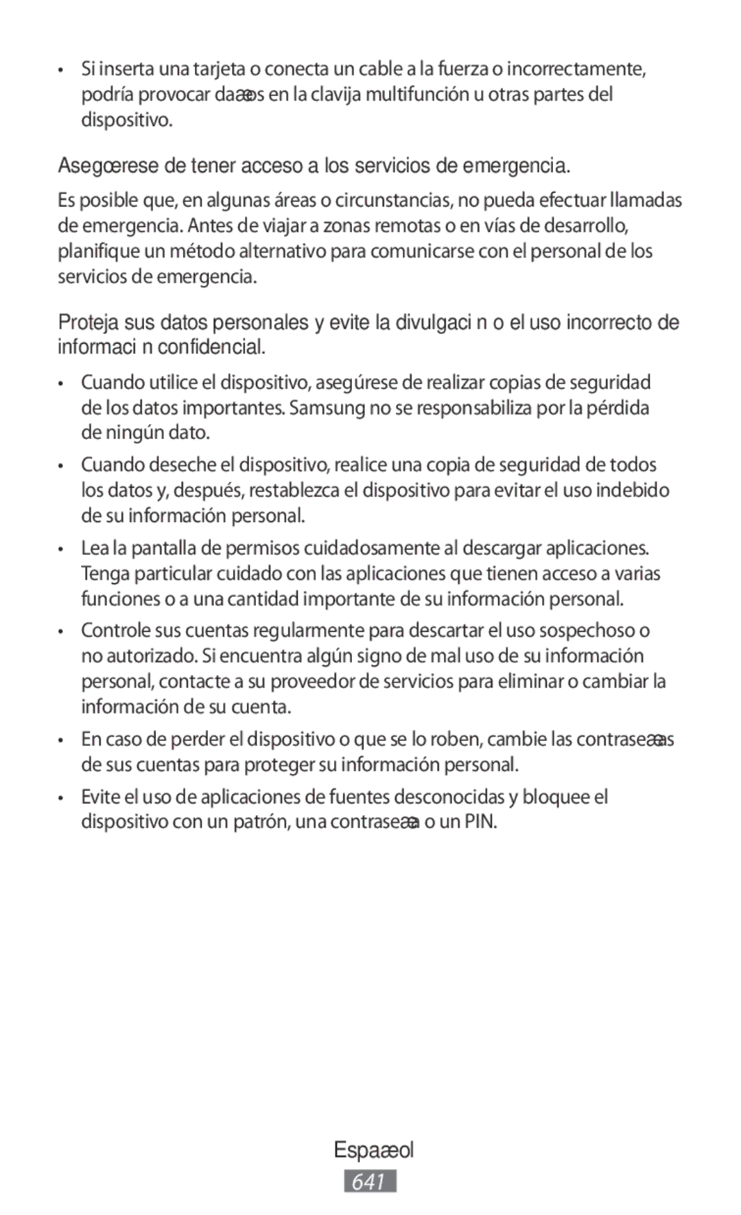 Samsung SM-A300FZKDAUT, SM-A300FZDDSEE, SM-A300FZDUMEO manual Asegúrese de tener acceso a los servicios de emergencia 