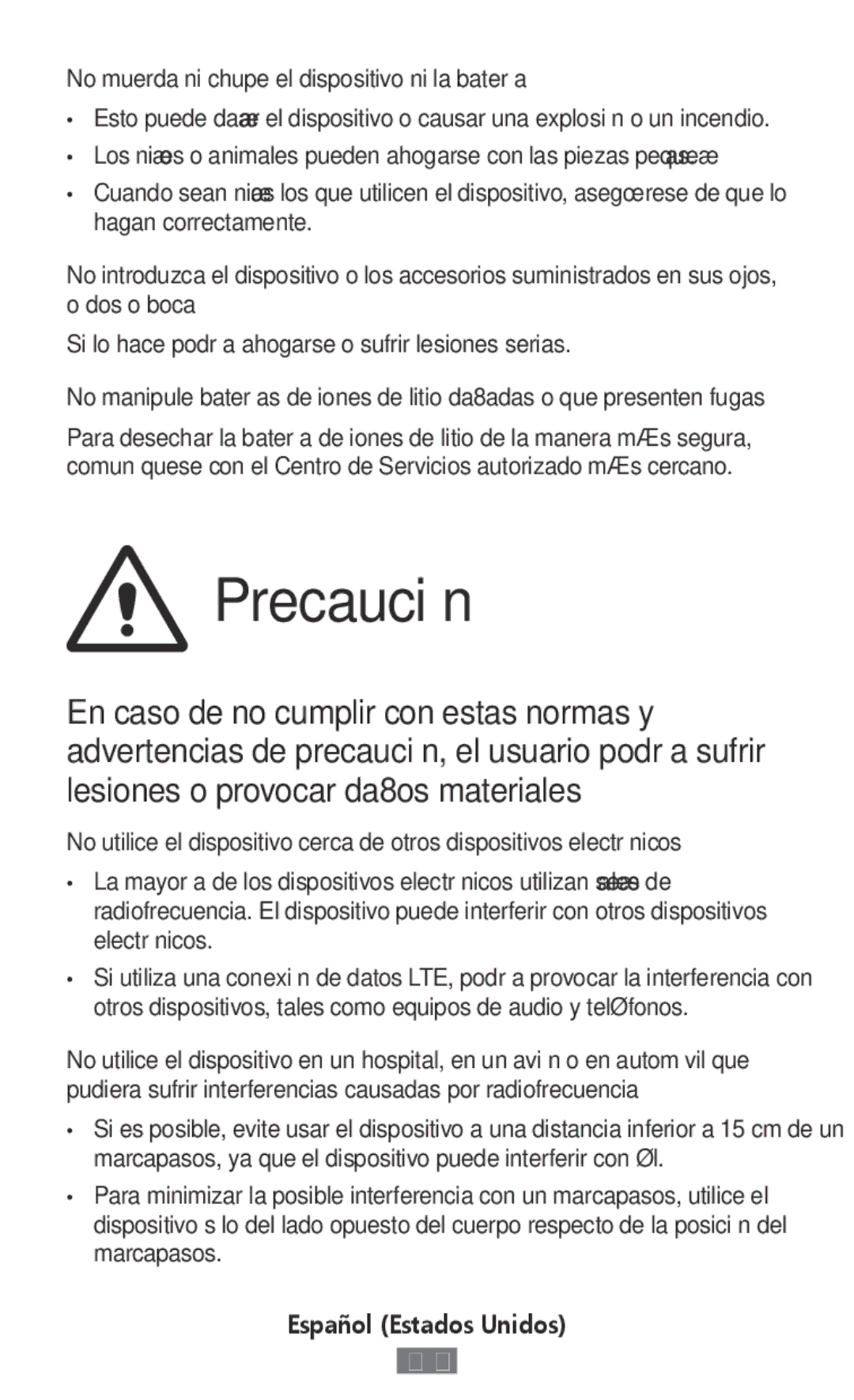 Samsung SM-A300FZKUPLS, SM-A300FZDDSEE, SM-A300FZDUMEO, SM-A300FZDUXEO manual No muerda ni chupe el dispositivo ni la batería 