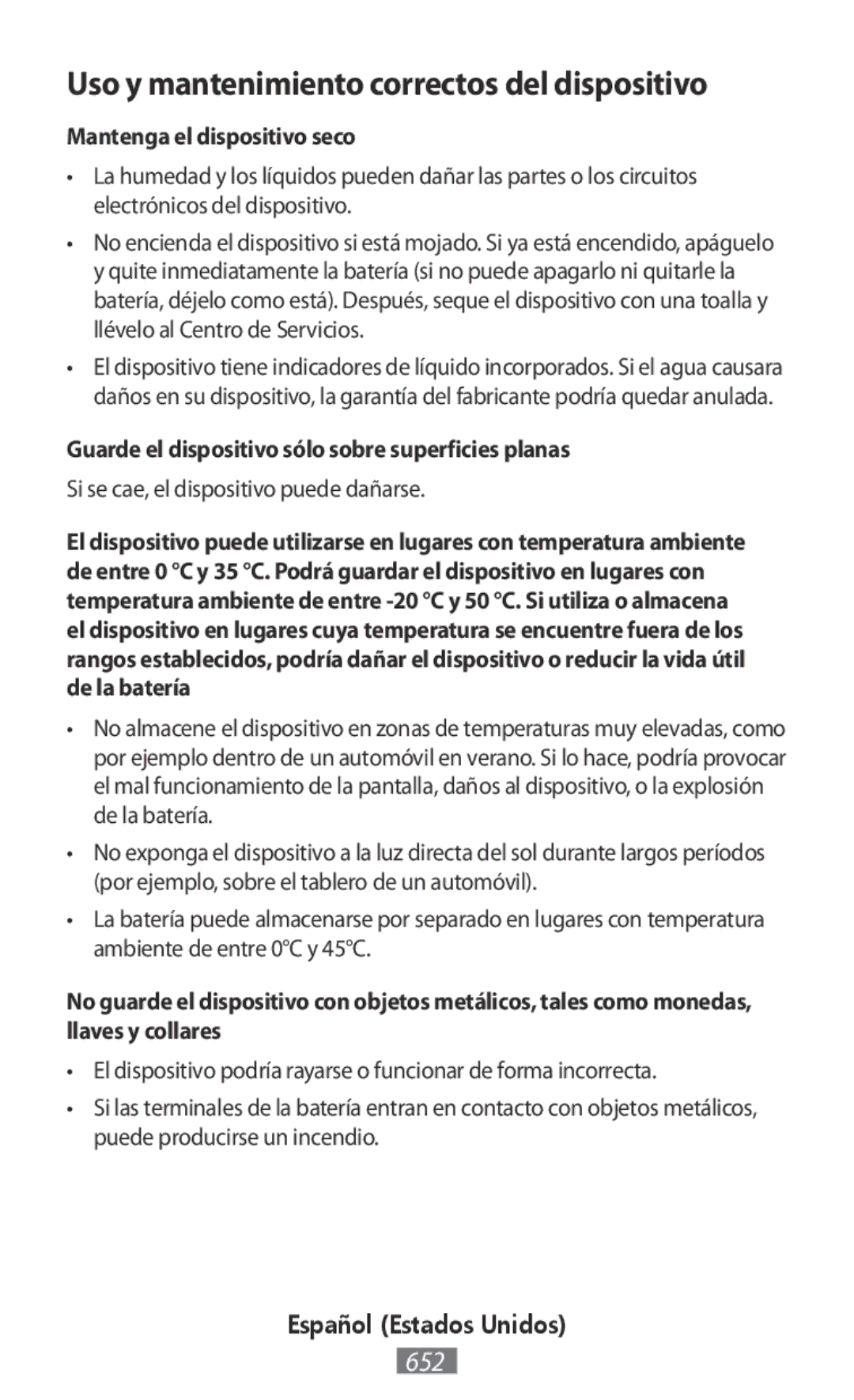 Samsung SM-A300FZDUITV, SM-A300FZDDSEE, SM-A300FZDUMEO, SM-A300FZDUXEO manual Uso y mantenimiento correctos del dispositivo 