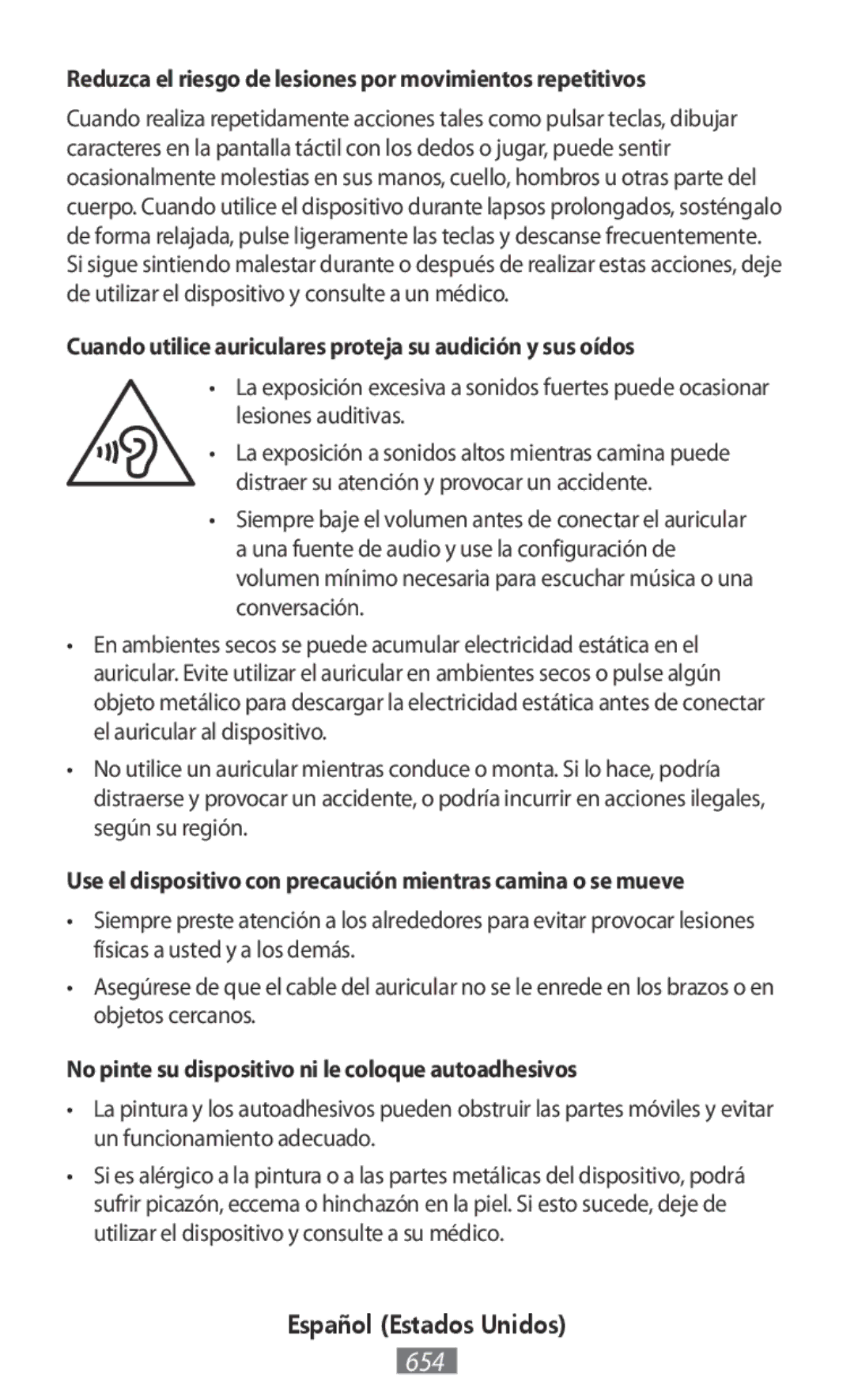 Samsung SM-T585NZAEITV, SM-A300FZDDSEE, SM-A300FZDUMEO manual Reduzca el riesgo de lesiones por movimientos repetitivos 