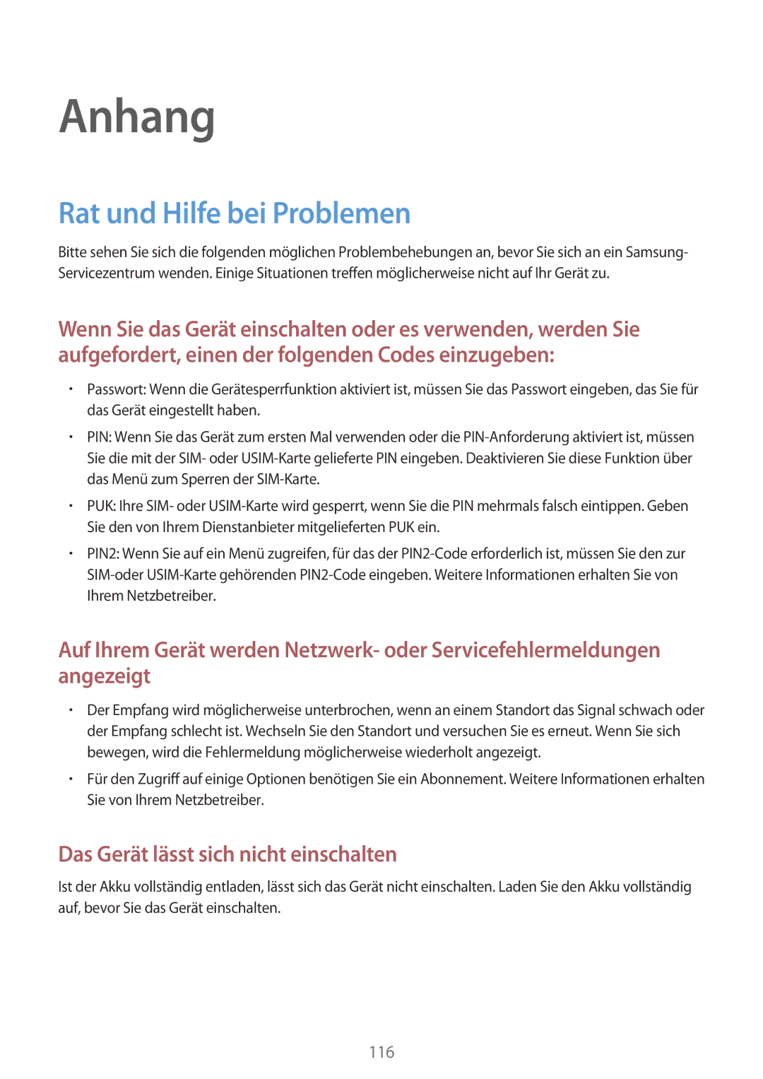 Samsung SM-A300FZWUPRT, SM-A300FZDDSEE, SM-A300FZDUMEO, SM-A300FZDUXEO, SM-A300FZWUVGR Anhang, Rat und Hilfe bei Problemen 