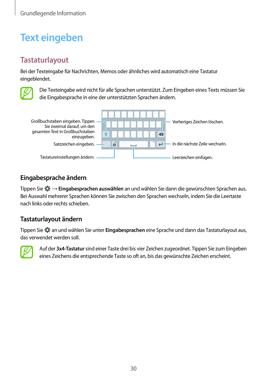 Samsung SM-A300FZKUTPH, SM-A300FZDDSEE, SM-A300FZDUMEO manual Text eingeben, Eingabesprache ändern, Tastaturlayout ändern 