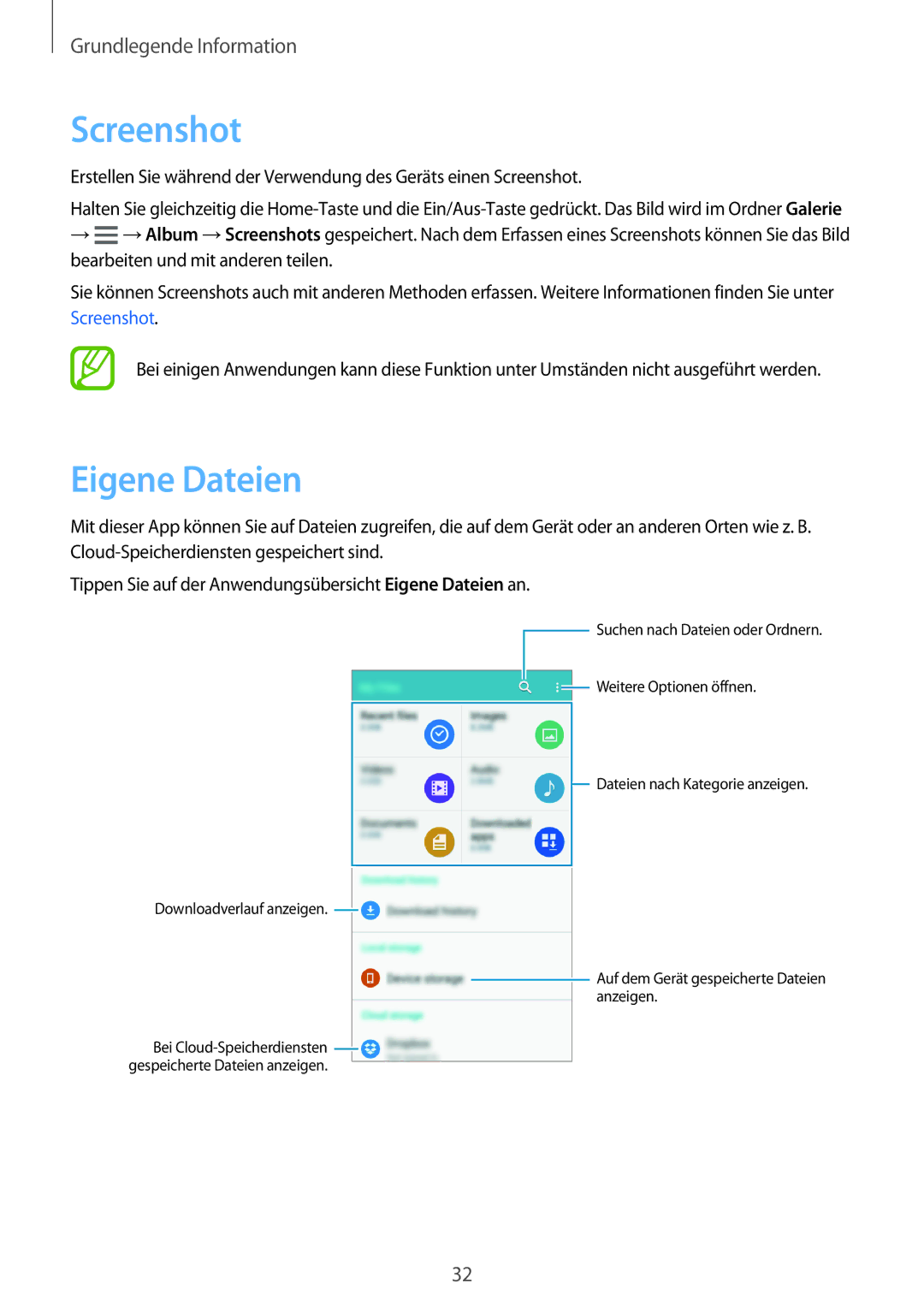 Samsung SM-A300FZWUVIA, SM-A300FZDDSEE, SM-A300FZDUMEO, SM-A300FZDUXEO, SM-A300FZWUVGR manual Screenshot, Eigene Dateien 