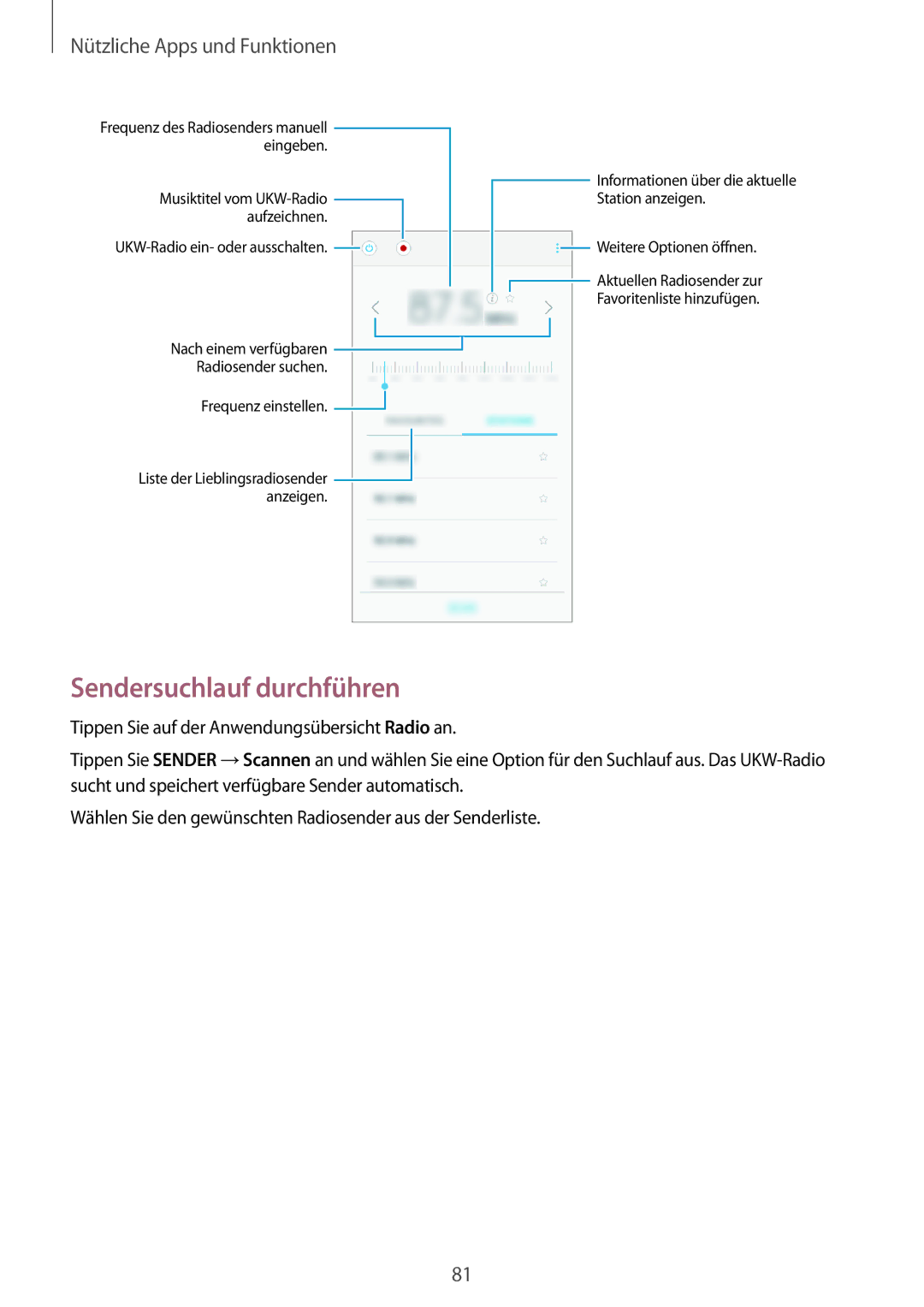 Samsung SM-A300FZKUVIA, SM-A300FZDDSEE, SM-A300FZDUMEO, SM-A300FZDUXEO, SM-A300FZWUVGR manual Sendersuchlauf durchführen 