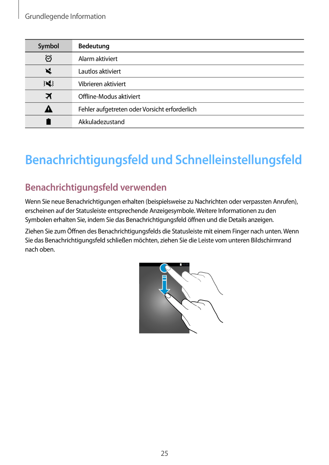 Samsung SM-A300FZWUOPT, SM-A300FZDDSEE Benachrichtigungsfeld und Schnelleinstellungsfeld, Benachrichtigungsfeld verwenden 