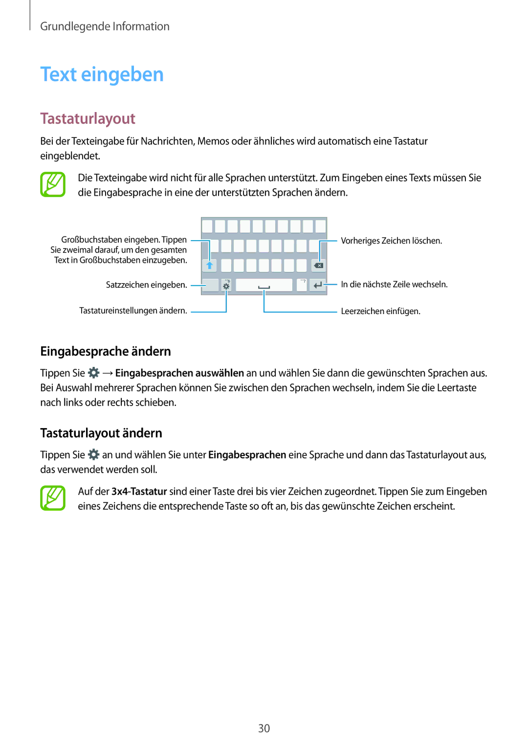 Samsung SM-A300FZKUTPH, SM-A300FZDDSEE, SM-A300FZDUMEO manual Text eingeben, Eingabesprache ändern, Tastaturlayout ändern 