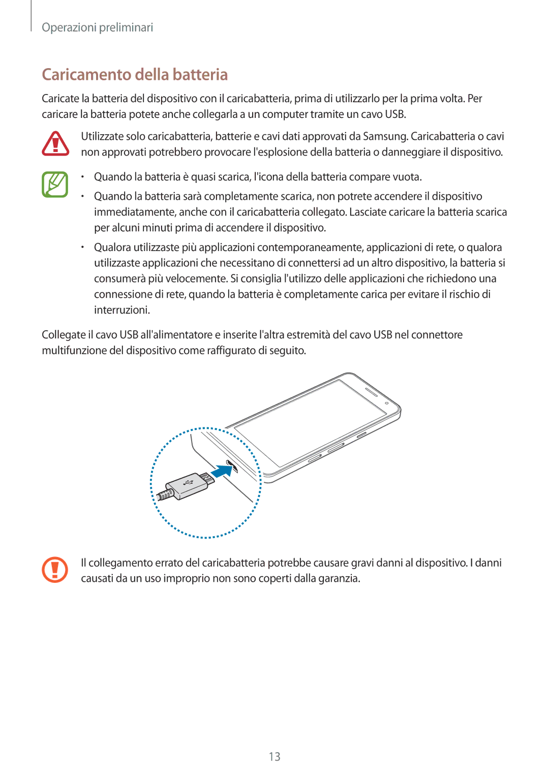 Samsung SM-A300FZKUSWC, SM-A300FZDUXEO, SM-A300FZWUDBT, SM-A300FZKUDBT, SM-A300FZSUIDE manual Caricamento della batteria 