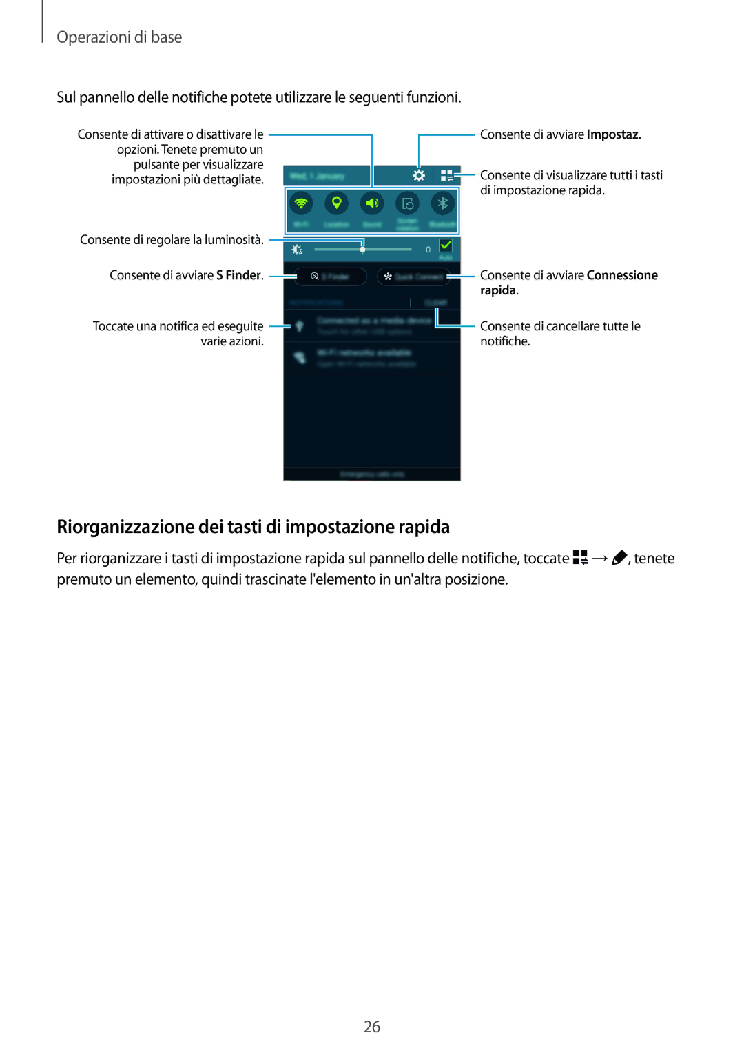 Samsung SM-A300FZKUTIM, SM-A300FZDUXEO, SM-A300FZWUDBT, SM-A300FZKUDBT Riorganizzazione dei tasti di impostazione rapida 