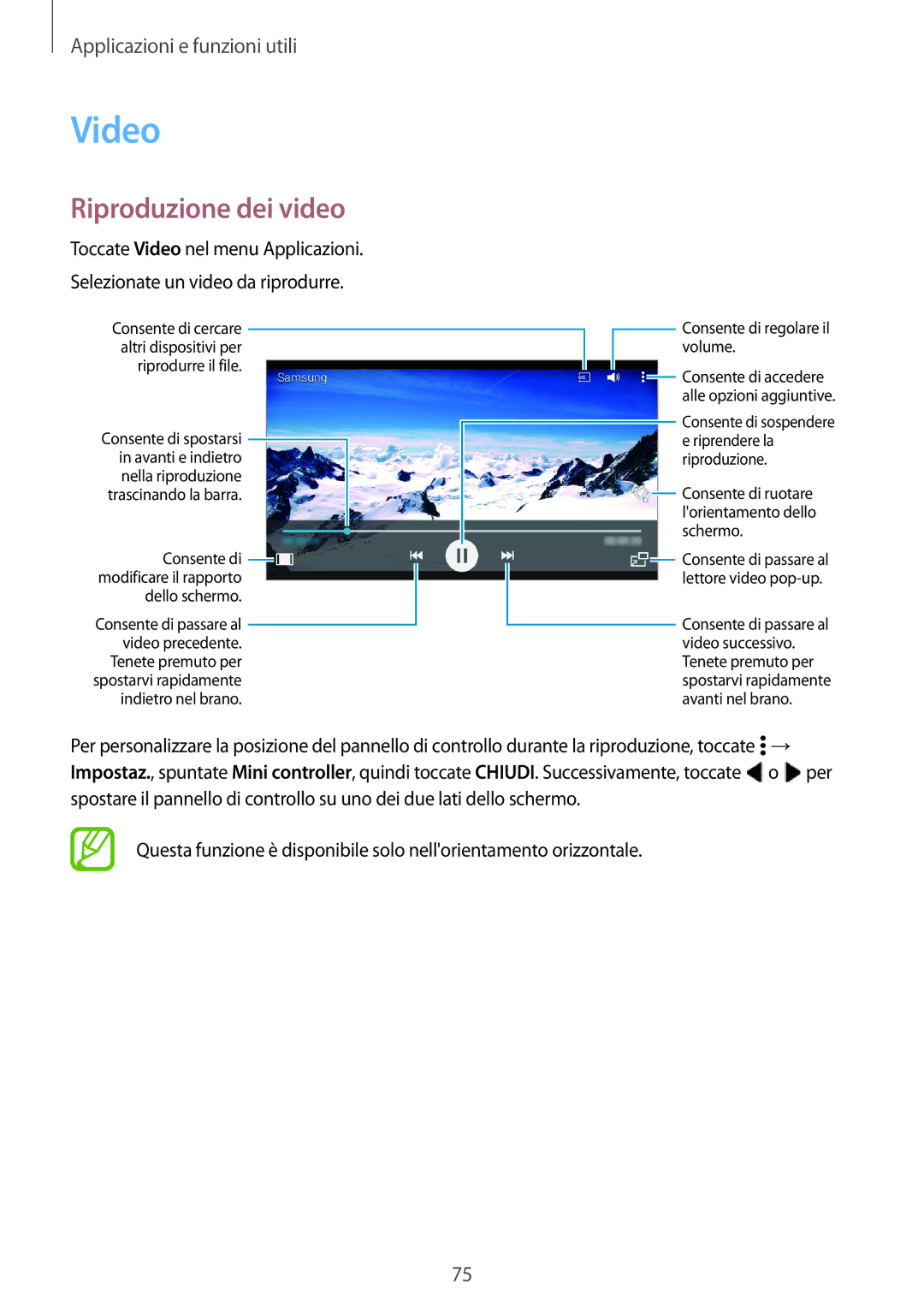 Samsung SM-A300FZKUPLS, SM-A300FZDUXEO, SM-A300FZWUDBT, SM-A300FZKUDBT, SM-A300FZSUIDE manual Video, Riproduzione dei video 