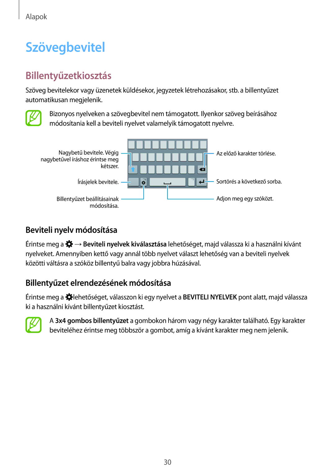 Samsung SM-A300FZKUSWC, SM-A300FZDUXEO, SM-A300FZWUVGR manual Szövegbevitel, Billentyűzetkiosztás, Beviteli nyelv módosítása 