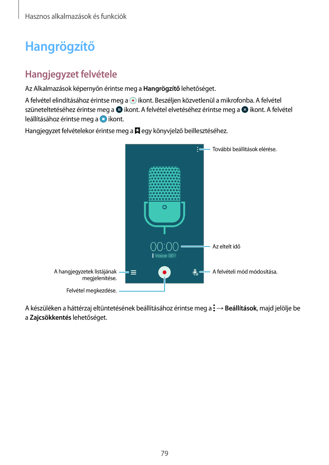 Samsung SM-A300FZSUO2C, SM-A300FZDUXEO, SM-A300FZWUVGR, SM-A300FZWUATO, SM-A300FZKUVGR Hangrögzítő, Hangjegyzet felvétele 