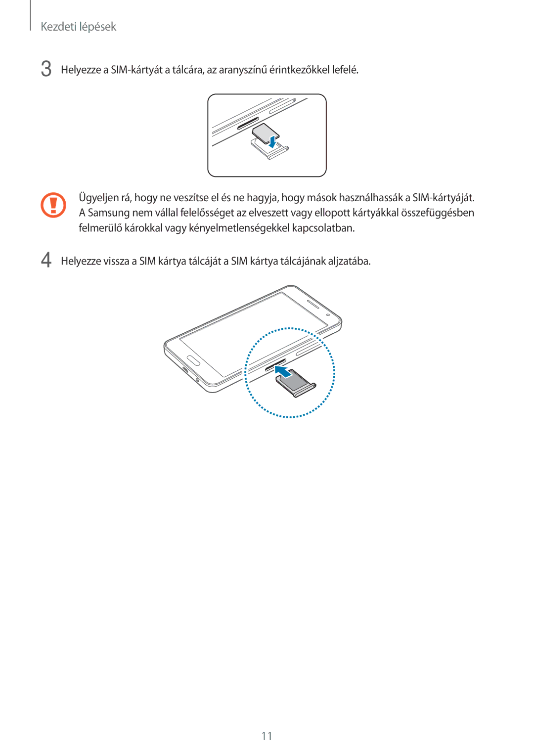 Samsung SM-A300FZSUIDE, SM-A300FZDUXEO, SM-A300FZWUVGR, SM-A300FZWUATO, SM-A300FZKUVGR, SM-A300FZKUCOS manual Kezdeti lépések 