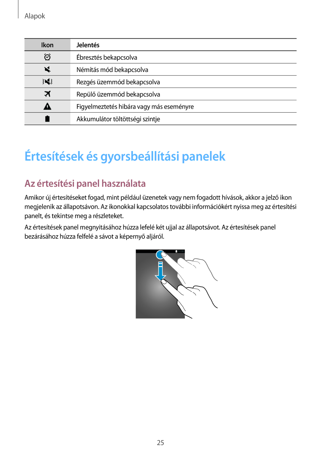 Samsung SM-A300FZWUPRT, SM-A300FZDUXEO manual Értesítések és gyorsbeállítási panelek, Az értesítési panel használata 