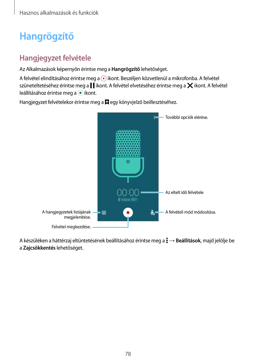 Samsung SM-A300FZWUUPC, SM-A300FZDUXEO, SM-A300FZWUVGR, SM-A300FZWUATO, SM-A300FZKUVGR Hangrögzítő, Hangjegyzet felvétele 